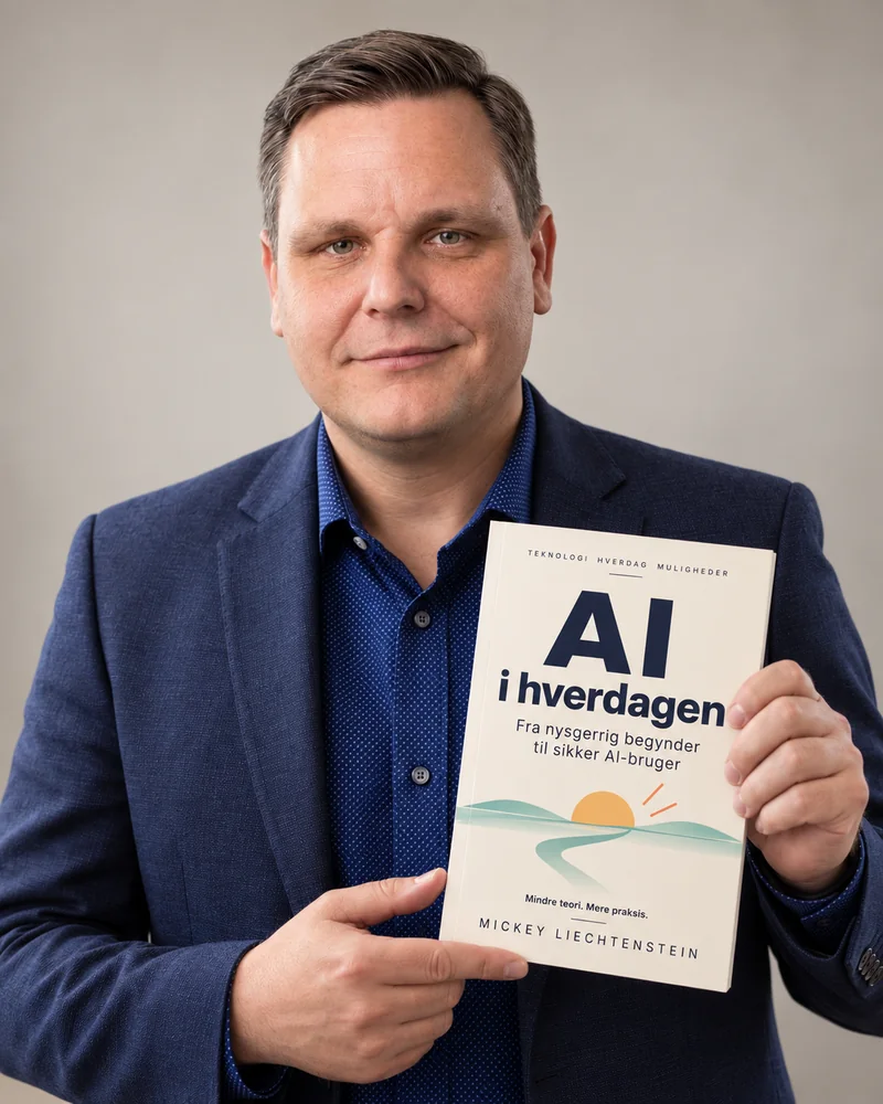 Mickey Liechtenstein med sin bog AI i hverdagen