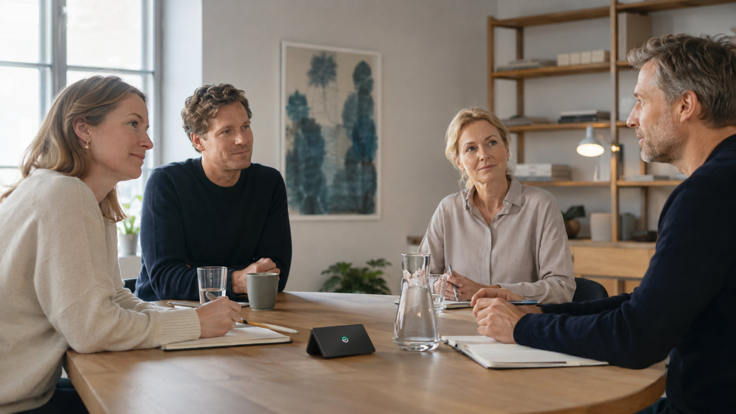 Et nærværende møde med en diskret digital assistent og tydelig menneskelig styring.