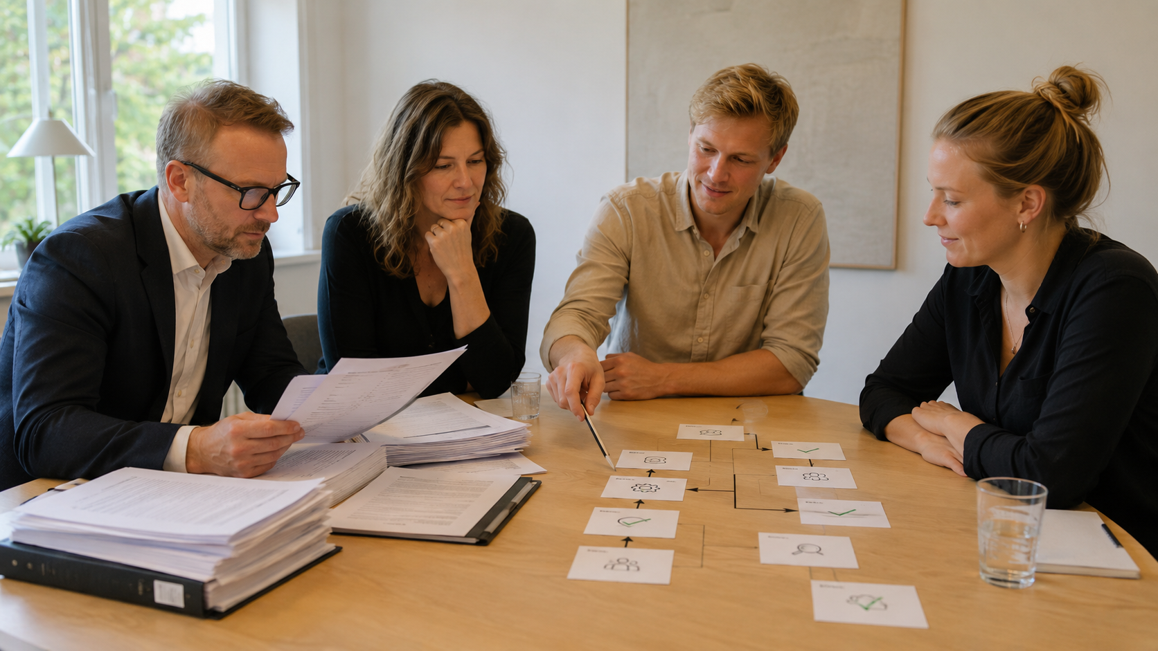 En juridisk mappe omsættes til en kort praktisk arbejdsgang